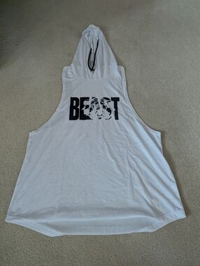 GYM REVOLUTION Men's Workout Fitness Sleeveless Shirt Muscle Gym White Tank XL